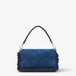 FENDI Baguette® Blue flocked denim bag with Night Butterfly embroidery - Image 4